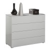 Vista diagonale Cassettiera in legno colore Bianco Laccato con 4 cassetti modello Brezza Totò Piccinni