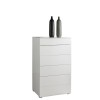 Cassettiera moderna in legno colore Bianco Laccato con 6 cassetti modello Brezza Totò Piccinni