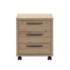 Vista frontale Cassettiera design in legno colore Rovere Miele con 3 cassetti e ruote modello Toronto Totò Piccinni