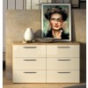 Vista ambientata Cassettiera in legno colore "Rovere Artisan/Grigio Laccato Lucido" con 6 cassetti modello Eden Totò Piccinni