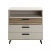 Vista frontale Cassettiera ufficio in legno colore "Cannettato/Cashmere" con 3 cassetti 