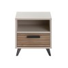 Vista frontale Comodino classico in legno colore "Cannettato/Cashmere" con 1 cassetto e 1 vano modello Zefiro Totò Piccinni