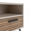 Dettaglio Comodino moderno in legno colore "Cannettato/Cashmere" con 1 cassetto e 1 vano modello Zefiro Totò Piccinni