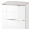 Dettaglio mobile colonna bagno 1 anta e 1 cassetto cemento/bianco laccato modello Orbis Totò Piccinni