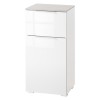 vista diagonale mobile colonna bagno 1 anta e 1 cassetto cemento/bianco laccato modello Orbis Totò Piccinni