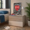 Vista ambientata Comodino 2 cassetti Grigio Gessato/Cashmere topmatt modello Splendida Totò Piccinni