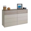 Cassettiera doppia 8 cassetti 4+4 Grigio Gessato/Cashmere Topmatt, modello Splendida Totò Piccinni