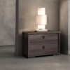 Vista ambientata Comodino 2 Cassetti Olmo Jarez/Grigio Laccato 60x40x45h modello Alma Totò Piccinni