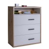 Vista diagonale Cassettiera in legno colore Rovere artisan/Cashmere lucido 3 cassetti e 1 vano modello Nadir Totò Piccinni