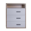 Vista frontale Cassettiera in legno colore Rovere artisan/Cashmere lucido 3 cassetti e 1 vano modello Nadir Totò Piccinni