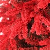 Dettaglio su sfondo bianco di rami e foglie in PE real touch dell'Albero di Natale Artificiale innevato rosso. Modello Red Cloud a marchio Totò Piccinni