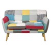 Vista frontale Divano 2 posti in tessuto con piedini in legno naturale colore "patchwork" modello Trikola Totò Piccinni