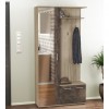 Mobile ingresso Appendiabiti colore "Rovere Grigio/Cemento" con 1 anta a specchio, 2 ante e 2 ganci Totò Piccinni