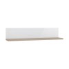 Vista diagonale Pensile a giorno in legno colore "Bianco Laccato/Rovere Miele" modello Orbis Totò Piccinni