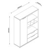 Specifica dimensioni Libreria  in legno colore "Rovere Artisan/Grigio Laccato" con 1 anta e 2 cassetti modello Aura Totò Piccinni