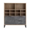 Vista frontale Libreria moderna in legno colore "Rovere Artisan/Grigio Cemento" 1 ante e 2 cassetti modello Sylva Totò Piccinni
