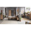 Vista ambientata Libreria classica in legno colore "Rovere Artisan/Grigio Cemento" 1 ante e 2 cassetti modello Sylva Totò Piccinni