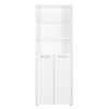 Vista frontale Libreria moderna in legno colore Bianco Laccato 2 ante e 6 vani modello Toronto Totò Piccinni