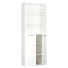 Vista diagonale Libreria design in legno colore Bianco Laccato 2 ante e 6 vani modello Toronto Totò Piccinni