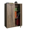 Vista diagonale Mobile contenitore  in legno colore Noce Brera con 2 ante e 2 ripiani modello Bali Totò Piccinni