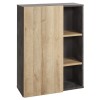 Vista diagonale libreria in legno colore "Rovere/Cemento" 1 anta e 2 ripiani modello Sydney Totò Piccinni