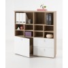 Libreria in legno colore "Rovere Miele/Bianco Laccato" 1 anta e 2 cassetti modello Orbita Totò Piccinni