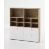 Libreria moderna in legno colore "Rovere Miele/Bianco Laccato" 1 anta e 2 cassetti modello Orbita Totò Piccinni
