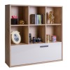 Libreria in legno colore rovere artisan/cashmere con 1 cassettone e 6 vani modello Nadir Totò Piccinni