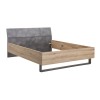 Vista diagonale Letto matrimoniale con testiera in legno colore "Cemento/Rovere Artisan" modello Sylva Totò Piccinni