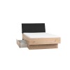 Letto con cassettone in legno con testiera imbottita colore Rovere Artisan modello Aura Totò Piccinni