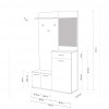 Specifica dimensioni Mobile ingresso appendiabiti con specchio colore "Rovere/Bianco" con 1 cassetto, 3 ganci e 3 ante Totò Piccinni