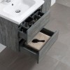 set bagno sospeso design moderno con led con cassetti aperti