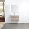 set mobile bagno sospeso con due cassetti e specchio con led vista frontale