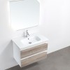 set mobile bagno sospeso con due cassetti e specchio con led vista dall'alto