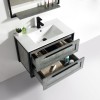 set mobile bagno sospeso con due cassetti e specchio  con cassetti aperti