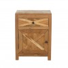 Vista frontale Comodino in legno di Teak con 1 cassetto ed 1 anta modello Steppa Totò Piccinni