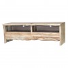 Vista diagonale Porta tv in legno D'Acacia con 2 cassetti modello Savana Totò Piccinni