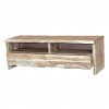 Vista diagonale Porta tv classico in legno D'Acacia con 2 cassetti modello Savana Totò Piccinni