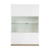 Vista frontale Pensile da muro in legno colore "Bianco Laccato/Rovere Miele" con 1 anta in vetro modello Orbis Totò Piccinni