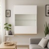 Vista ambientata Pensile sospeso in legno colore "Bianco Laccato/Rovere Miele" con 1 anta in vetro modello Orbis Totò Piccinni