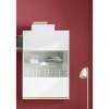 Vista ambientata Pensile in legno colore "Bianco Laccato/Rovere Miele" con 1 anta in vetro modello Orbis Totò Piccinni