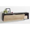 Vista diagonale Pensile sospeso in legno colore "Rovere/Grigio Antracite" 1 anta e 1 vano modello Nova Totò Piccinni