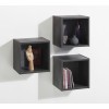 Vista diagonale Pensile sospeso in legno colore "Grigio Antracite" 3 cubi modello Nova Totò Piccinni