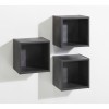 Vista diagonale Pensile da parete in legno colore "Grigio Antracite" 3 cubi modello Nova Totò Piccinni