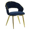 poltroncina relax in ciniglia vellutata imbottita con gambe in metallo