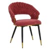 poltroncina da salotto in ciniglia vellutata imbottita con gambe in metallo