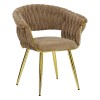 poltroncina da salotto in ciniglia vellutata imbottita con gambe in metallo