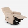 Vista reclinata poltrona elettrica doppio motore reclinabile e alzapersona con 2 porte USB in tessuto colore "beige" modello Giorgia Totò Piccinni