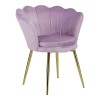 poltroncina relax in velluto imbottita con gambe in oro 