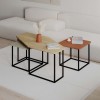 Set 3 Tavolini da salotto con piano in legno e gambe in metallo modello Tritto Totò Piccinni